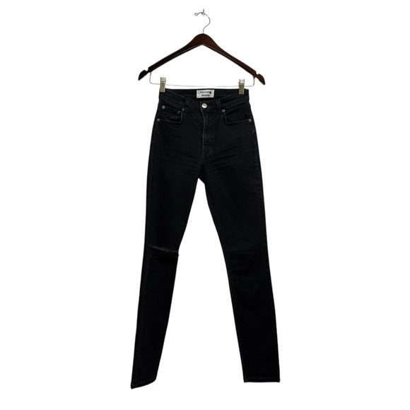 REFORMATION High & Skinny Jean Faded Black Destroyed 23 - Picture 4 of 9